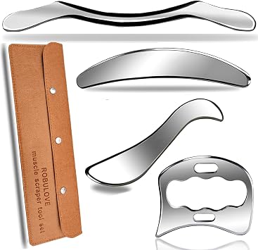4 in 1 304Stainless Steel Muscle Scraper Tool Set, IASTM Tool, Scraping Tool Physical Therapy with Case