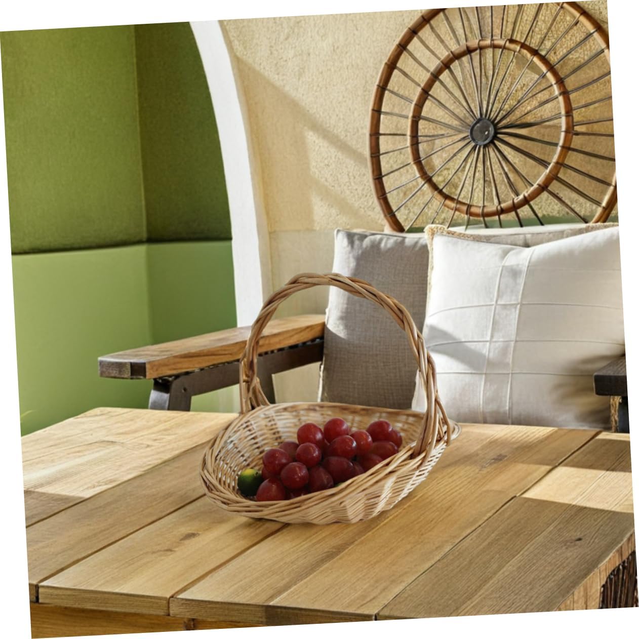 Toddmomy Handwoven Rattan Picnic Basket Multi-purpose Woven Garden Holder for Vegetables Fruits and Flowers Spacious and Portable Outdoor Storage Elegant Design