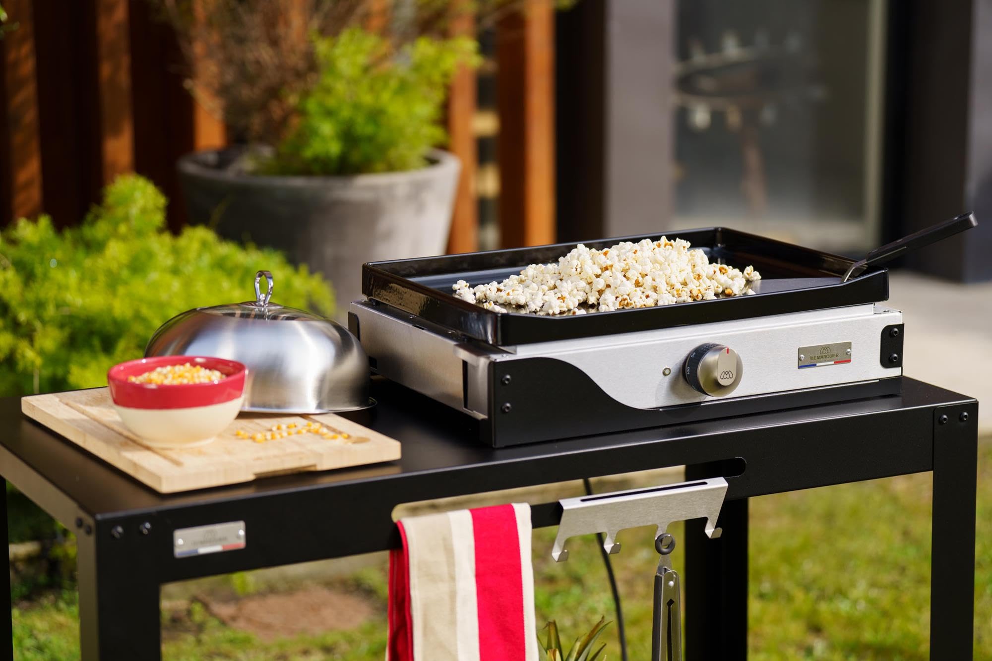 LE MARQUIER Table Desserte 110 XL Noire pour Plancha et Barbecue extérieure