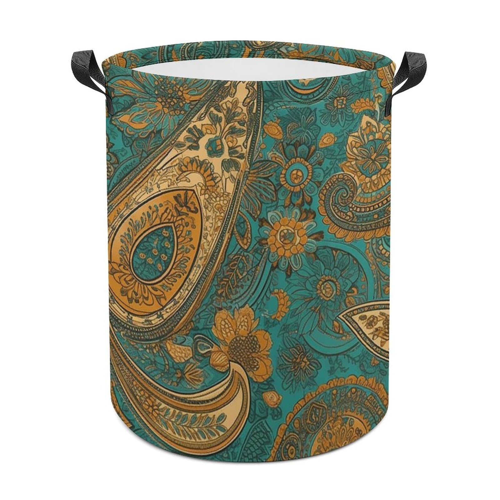 Cesta Ropa Estampado Cachemir Amarillo Cesto Colada De Pie Portátil Cesta De Lavandería 40X50Cm Para Salas Estar Lavadero