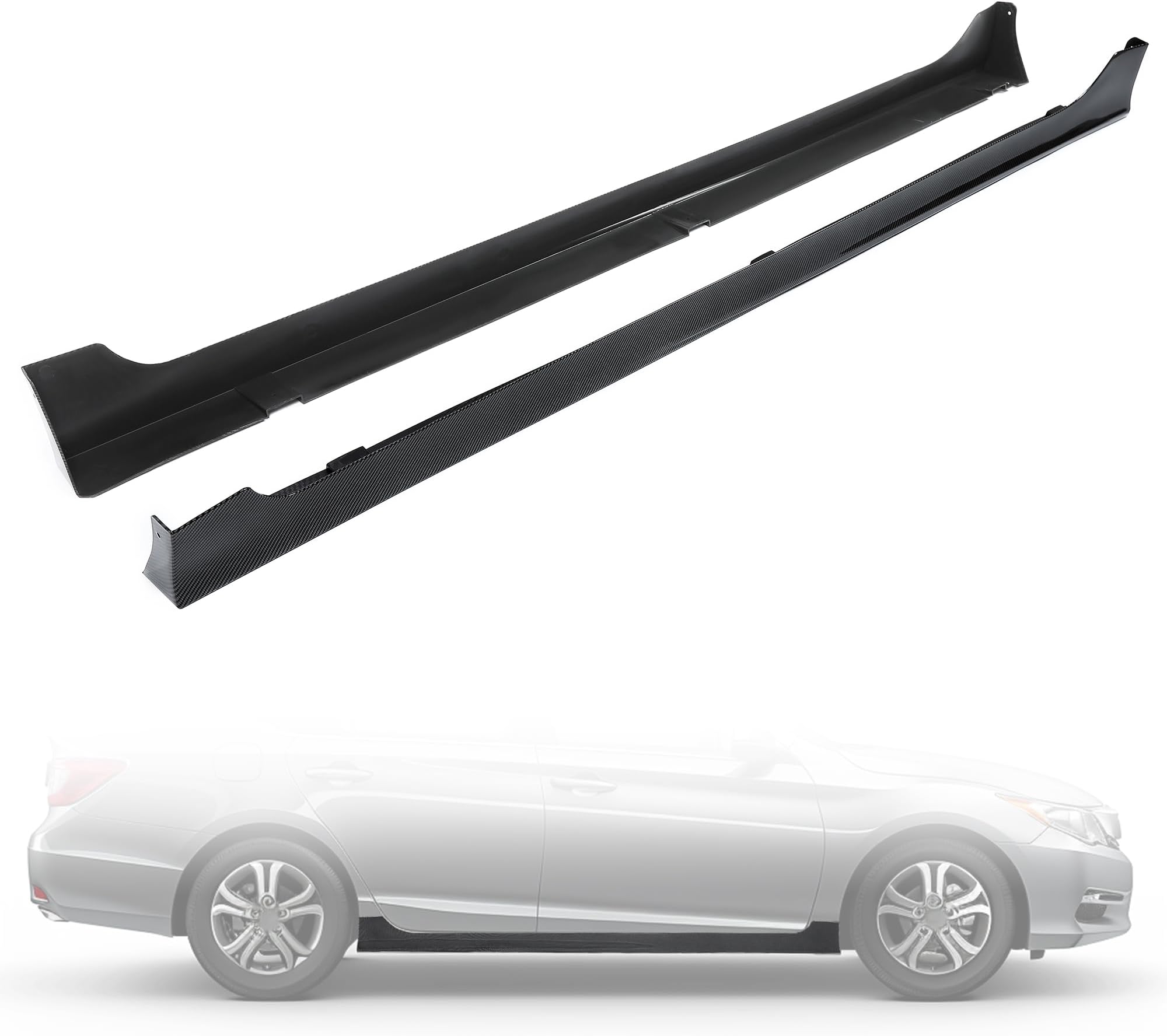 HECASA Side Skirts Rocker Panels Guard Compatible with 2013-2017 Honda Accord 4 Door Sedan Spoiler Splitter Extension Body Kit Replacement Pair Carbon Fiber Color