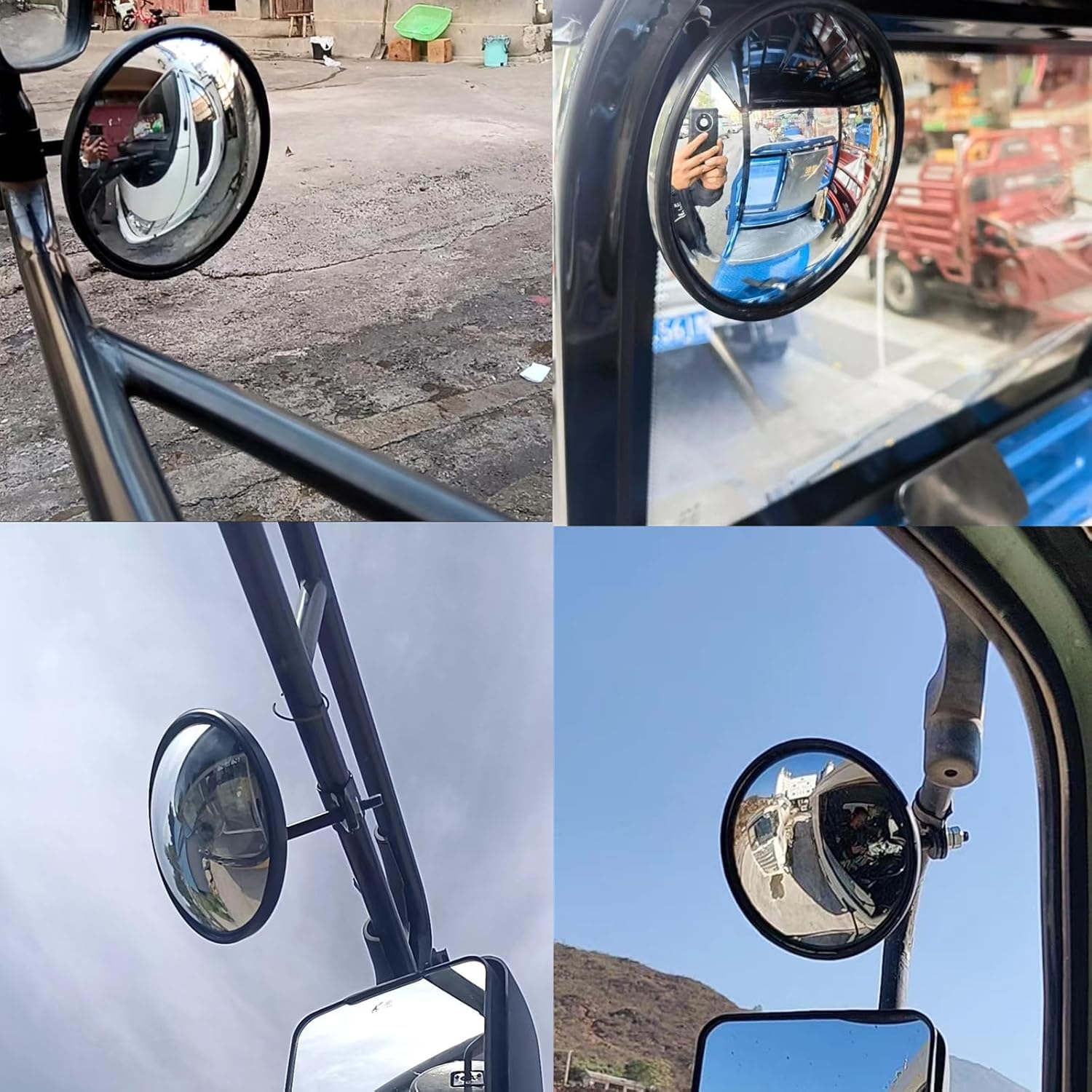 Rétroviseur de Camion, 5,7 Pouce Rond Rétroviseur Convexe Auxiliaire de Rétroviseur Grand Angle pour Camion Remorque Chariot élévateur RV.…
