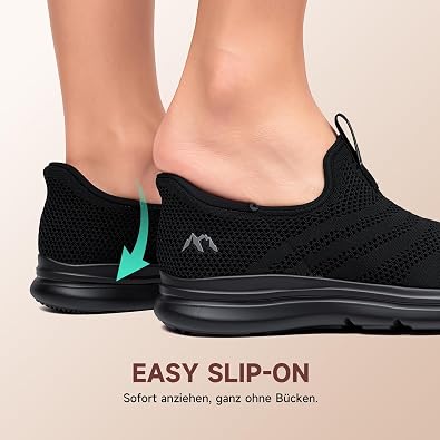 ODCKOI Men's Slip On Trainers Breathable Hands Free Walking & Running Shoes for Gym, Work & Daily Use, Lightweight Cushioned No Tie Design Laces Sports Sneaker