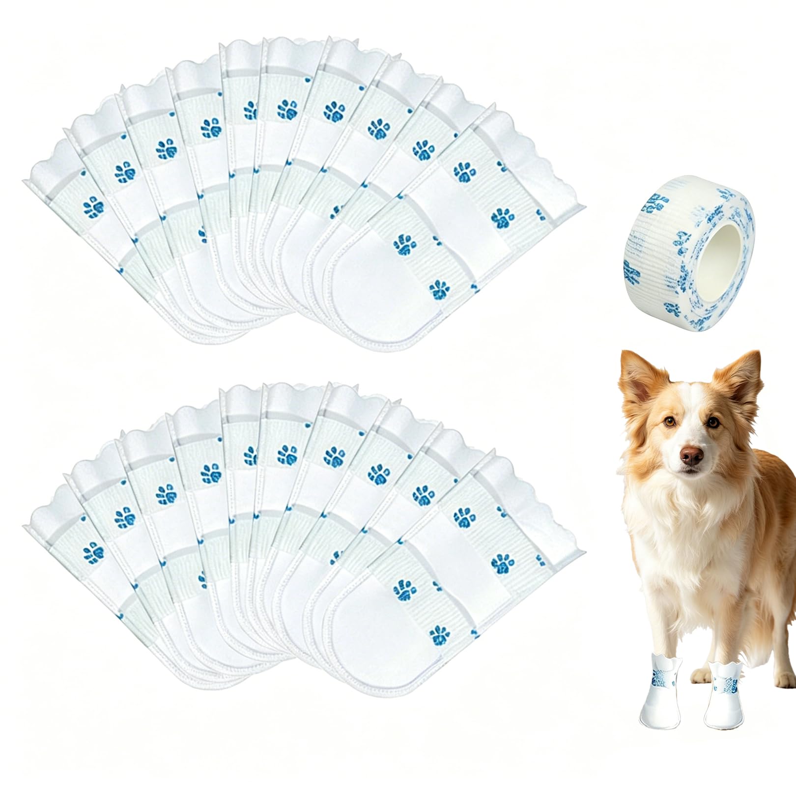 20pcs Disposable Dog Boots for Injured Paws Waterproof Dog Socks Paws Stop Licking,Disposable Dog Paw Bandage Indoor and Outdoor Walking,Medium Dogs Paw Protectors(M(16-38 lb))