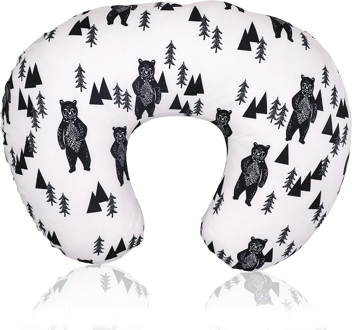 TANOFAR Bear Nursing Pillow Cover, Breastfeeding Pillow Slipcover for Baby Boys & Girls, Nursing Pillow Case for Newborn, Soft Fabric Fits Snug On Infant, Washable & Breathable, Black & White Animal