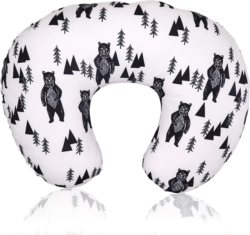 TANOFAR Bear Nursing Pillow Cover, Breastfeeding Pillow Slipcover for Baby Boys & Girls, Nursing Pillow Case for Newborn, Soft Fabric Fits Snug On Infant, Washable & Breathable, Black & White Animal