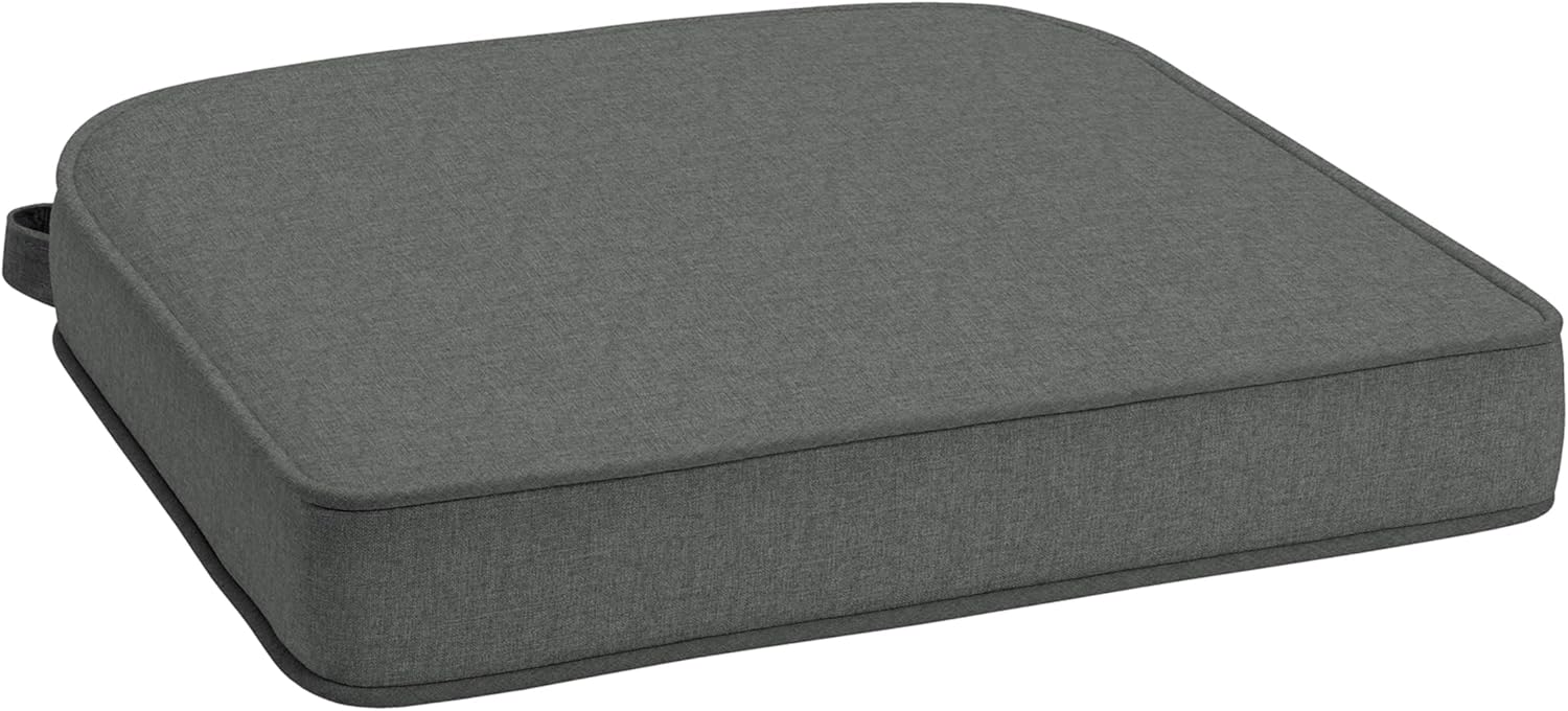 Arden 20x19 Luxury Foam Outdoor Double Welted Round Back Seat Cushion, Made with PROFOAM, Performance Fabric, Rain-Proof, Fade Resistant, Heathered Charcoal Woven Solid