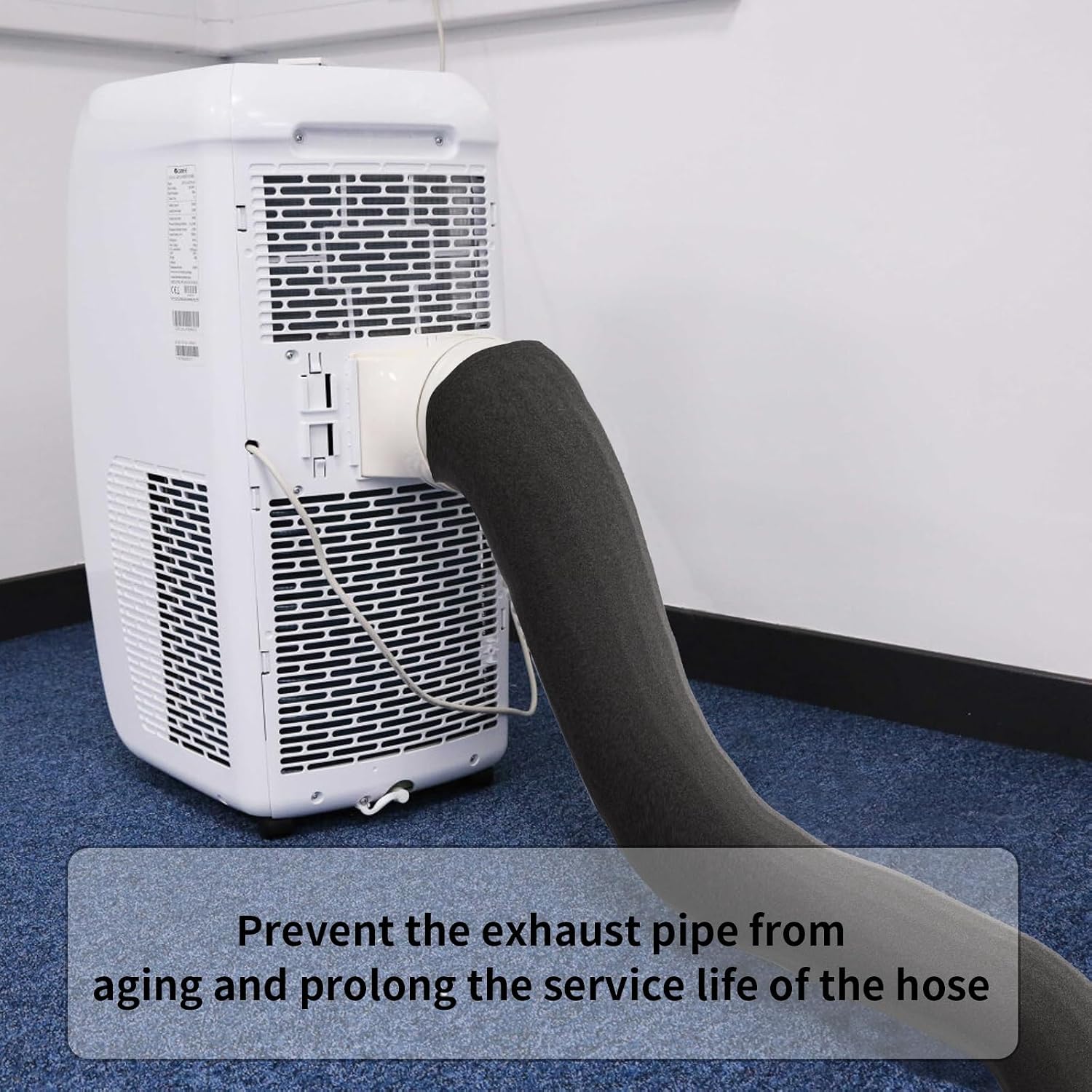 Air Conditioner Hose Cover Wrap Portable AC Insulation Sleeve | exhaust pipe dark grey fits 6.5 inches dia tubing protector thermal energy saving cooling accessories parts home summer gear