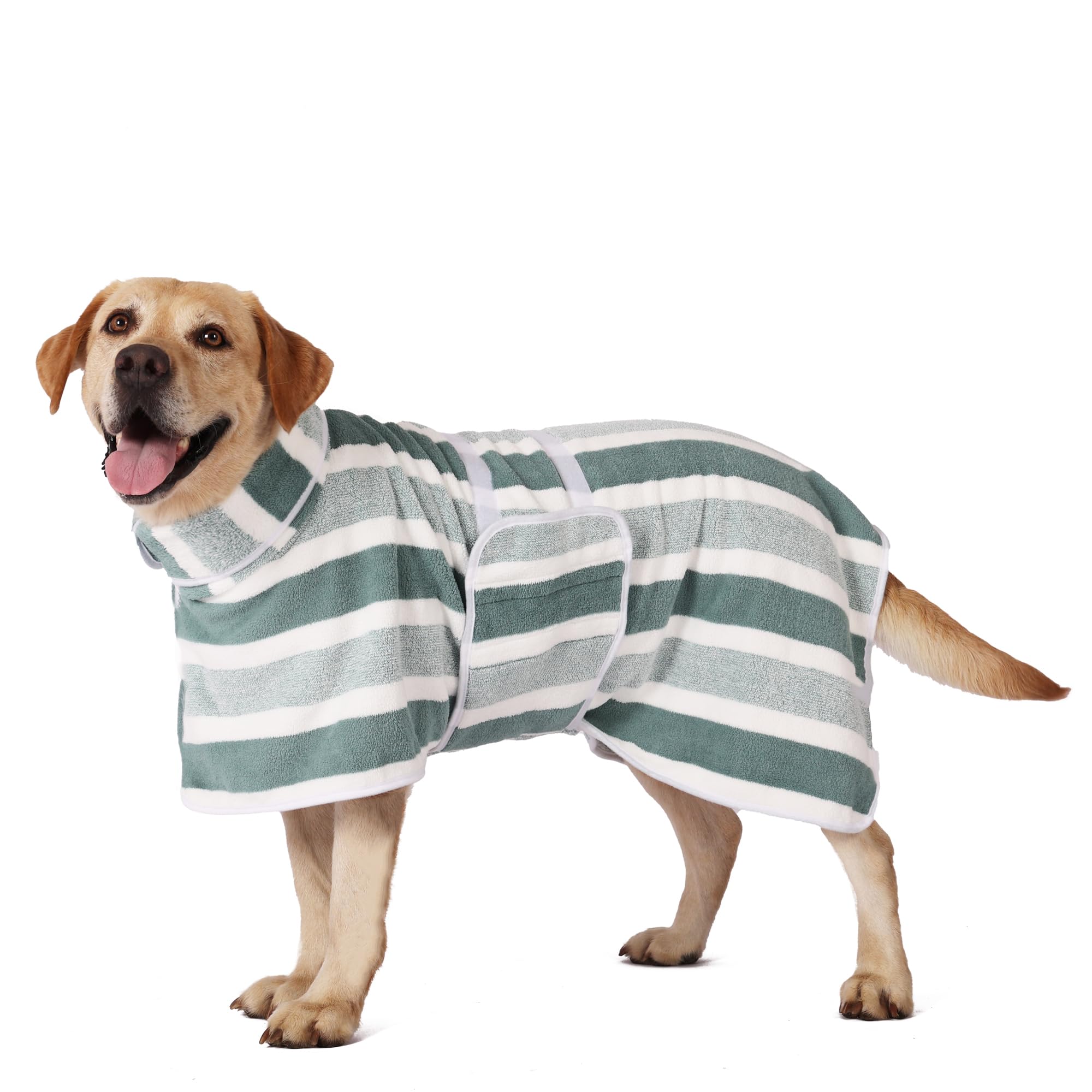 Accappatoio per cani ad asciugatura rapida a righe (verde, 2XL)