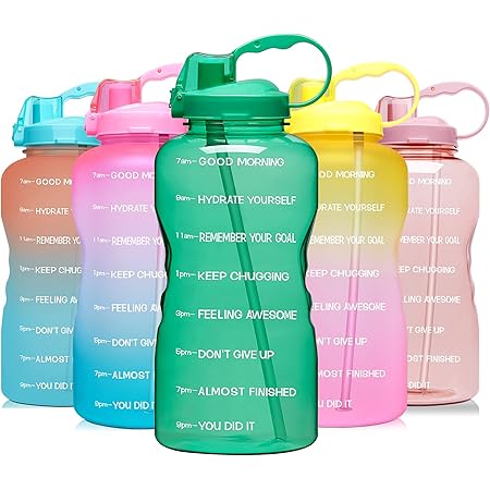 Venture Pal Large 1 Gallon/128 OZ (When Full) Motivational BPA Free Leakproof Water Bottle with Straw & Time Marker Perfect for Fitness Gym Camping Outdoor Sports