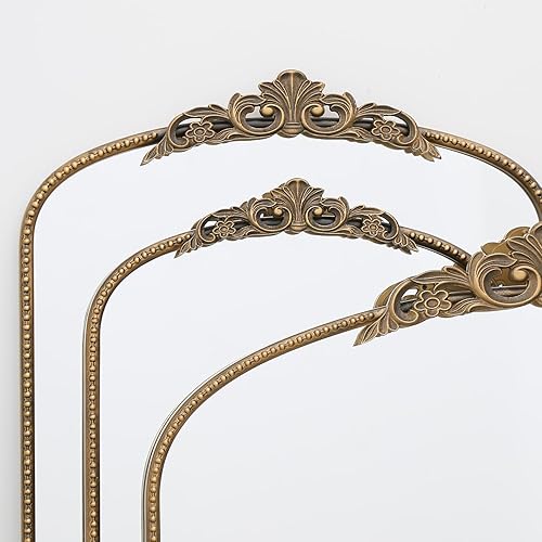 Miniatura 7 de Micasso Espejo de oro antiguo adornado espejo arqueado barroco francés de 24 x 36 pulgadas, espejos vintage tradicionales para