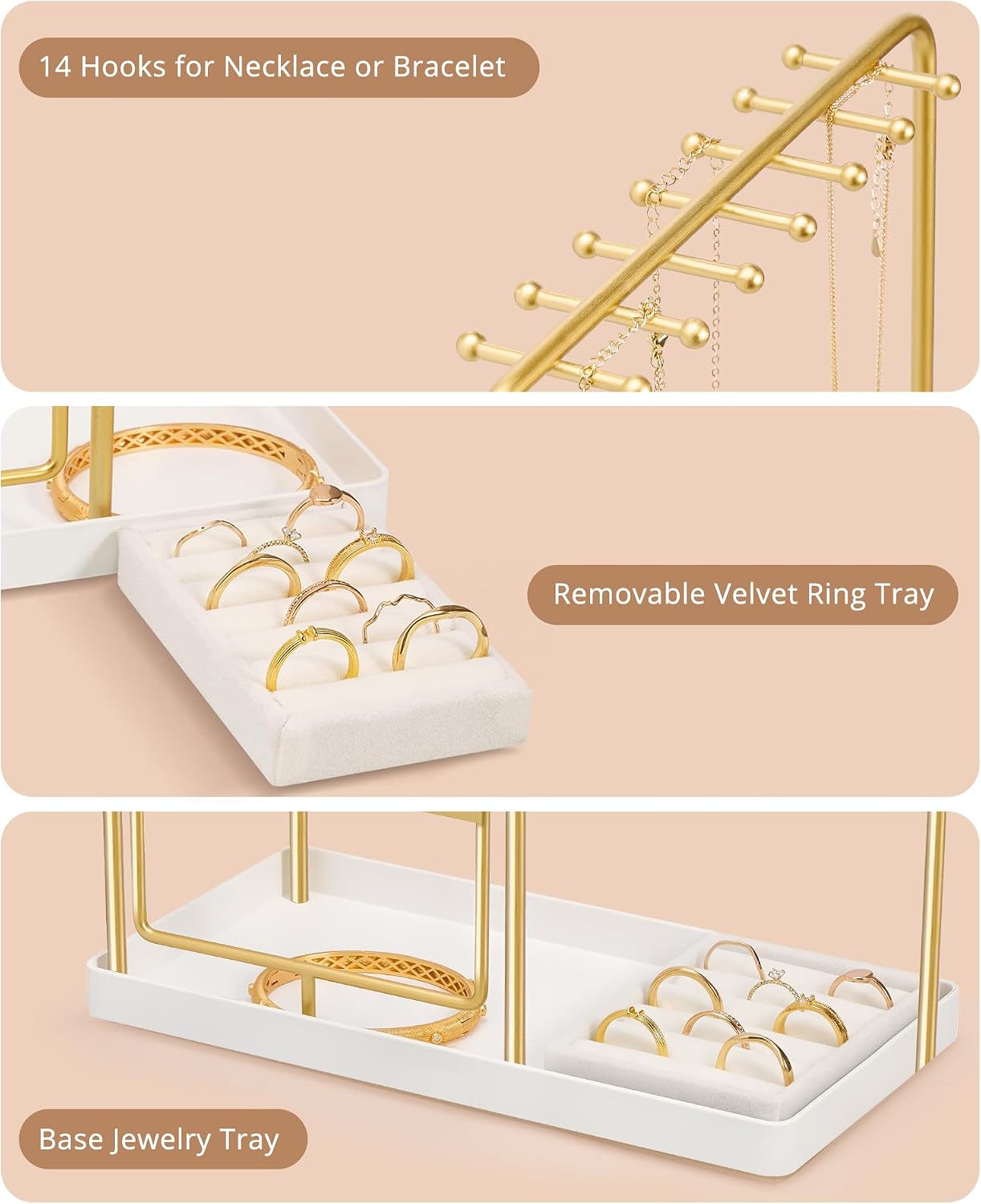 ProCase Jewelry Stand Holder Organizer and Storage, Gold