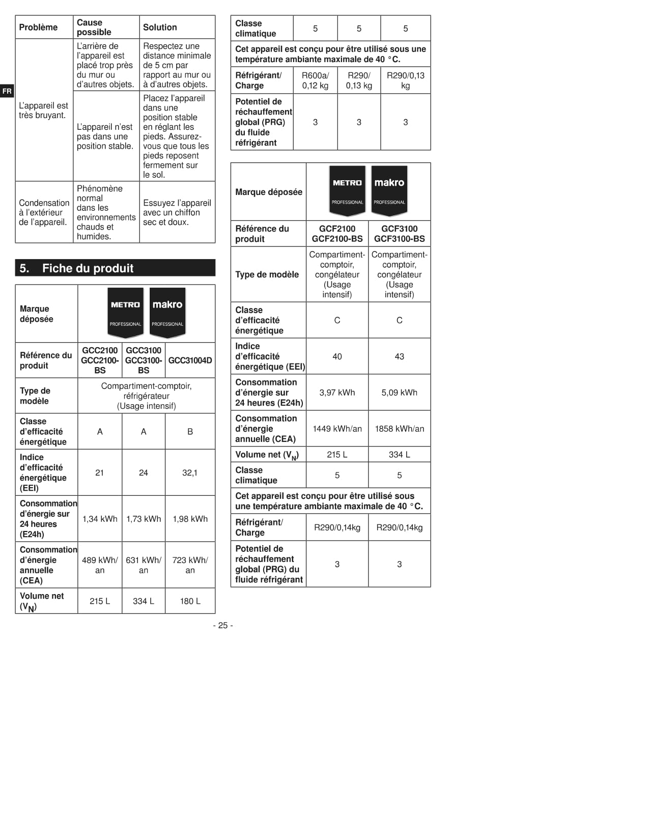 METRO Professional Table réfrigérée négative 2 portes GCF2100BS, acier inoxydable, 136 x 70 x 85 cm, 215 L, avec dosseret