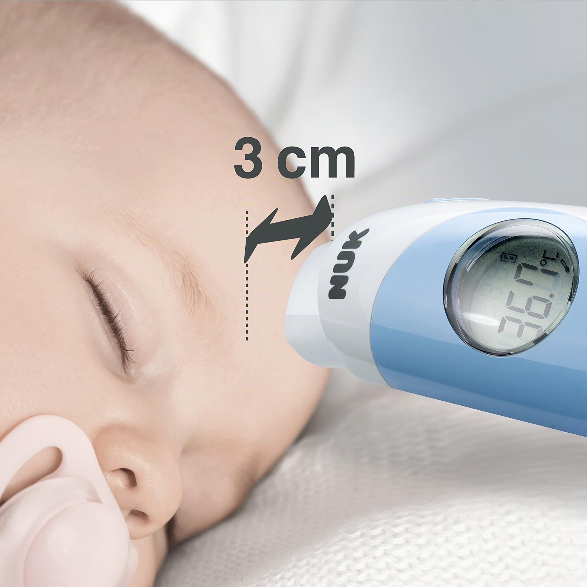 NUK Fieberthermometer Baby Flash (berührungslose Fiebermessung an der Stirn durch Infrarotsender, sekundenschnell, hygienisch)
