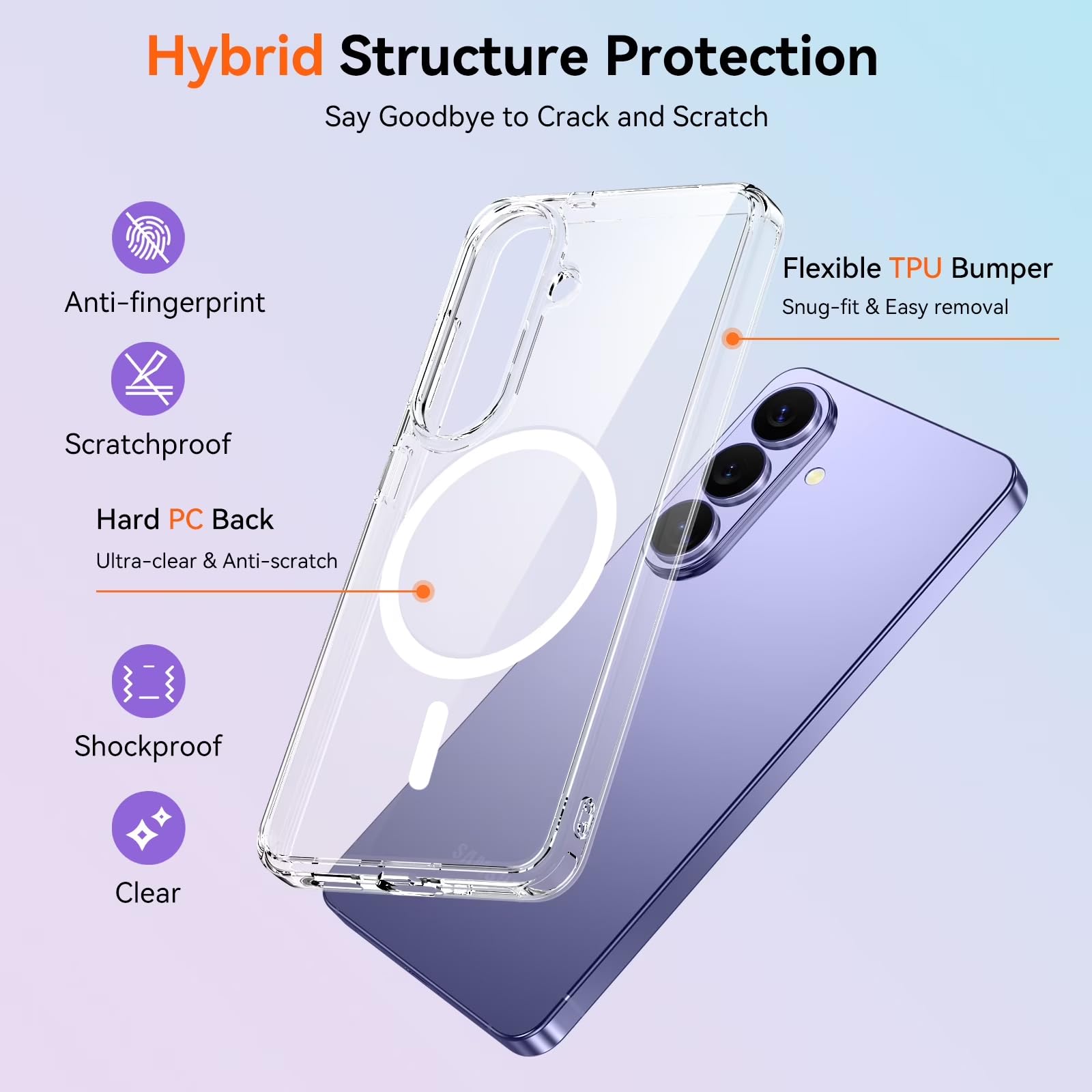 DIZORO Crystal Clear Magnetic Compatible with Samsung S26 Case with Anti-Yellow Anti-Scratch | Shockproof Transparent Cover — Amazon image 5