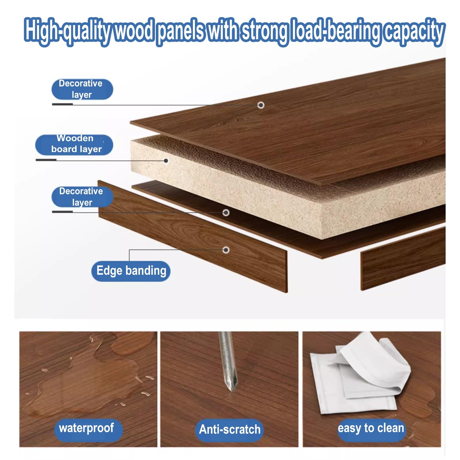 Desk Organizer Wood, Platzsparend Holzartig mit Schubladen Stabil Belastbar, Schreibtischregal Geeignet for Wohnheim Haus Büro(White,68 * 20 * 50)