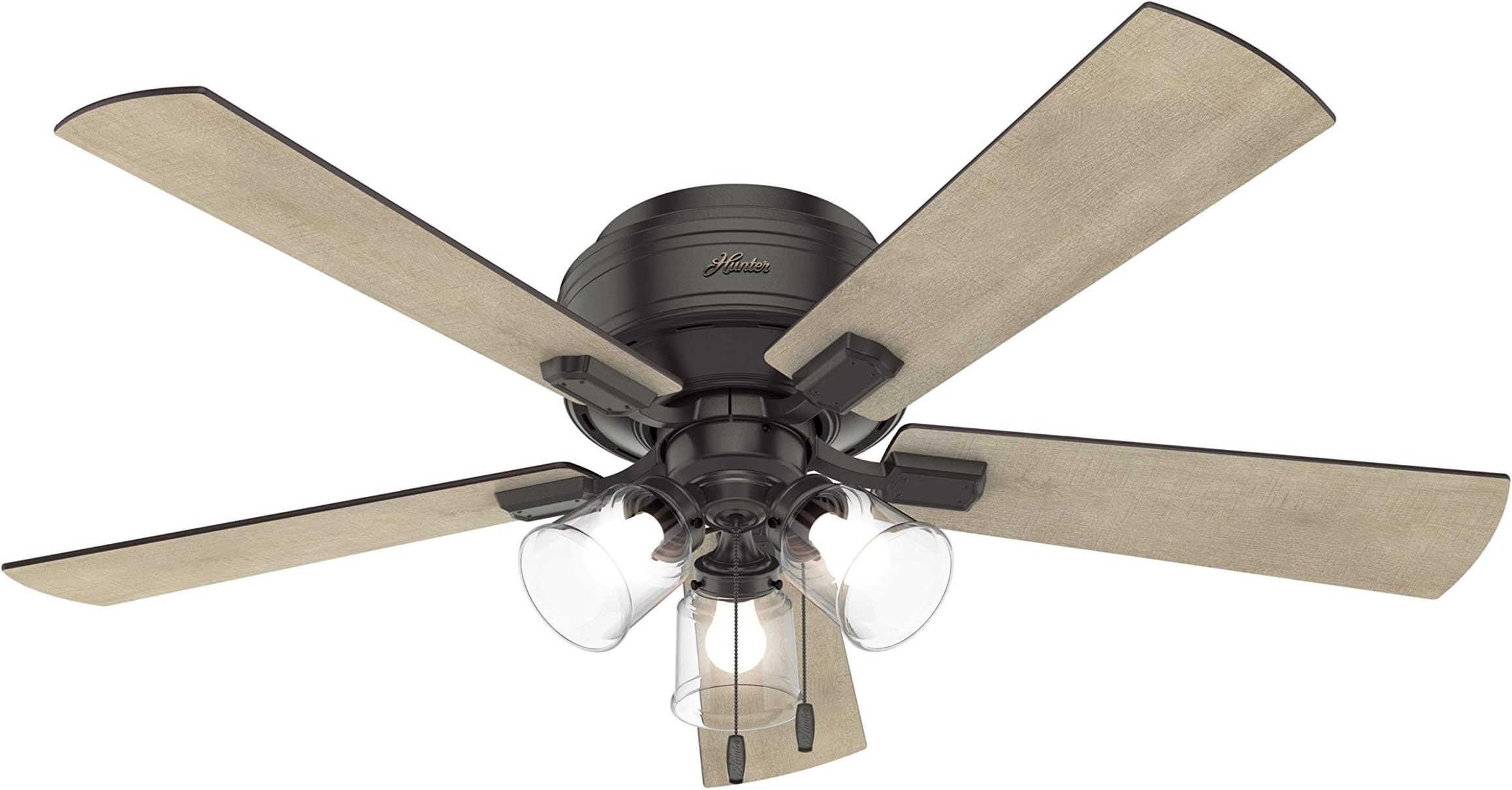 54208 Crestfield Indoor Low Profile Ceiling Fan with LED Light and Pull Chain Control, 52", Noble Bronze