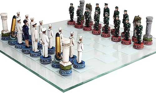 Juego de ajedrez militar del ejército de los Estados Unidos contra la Armada pintado