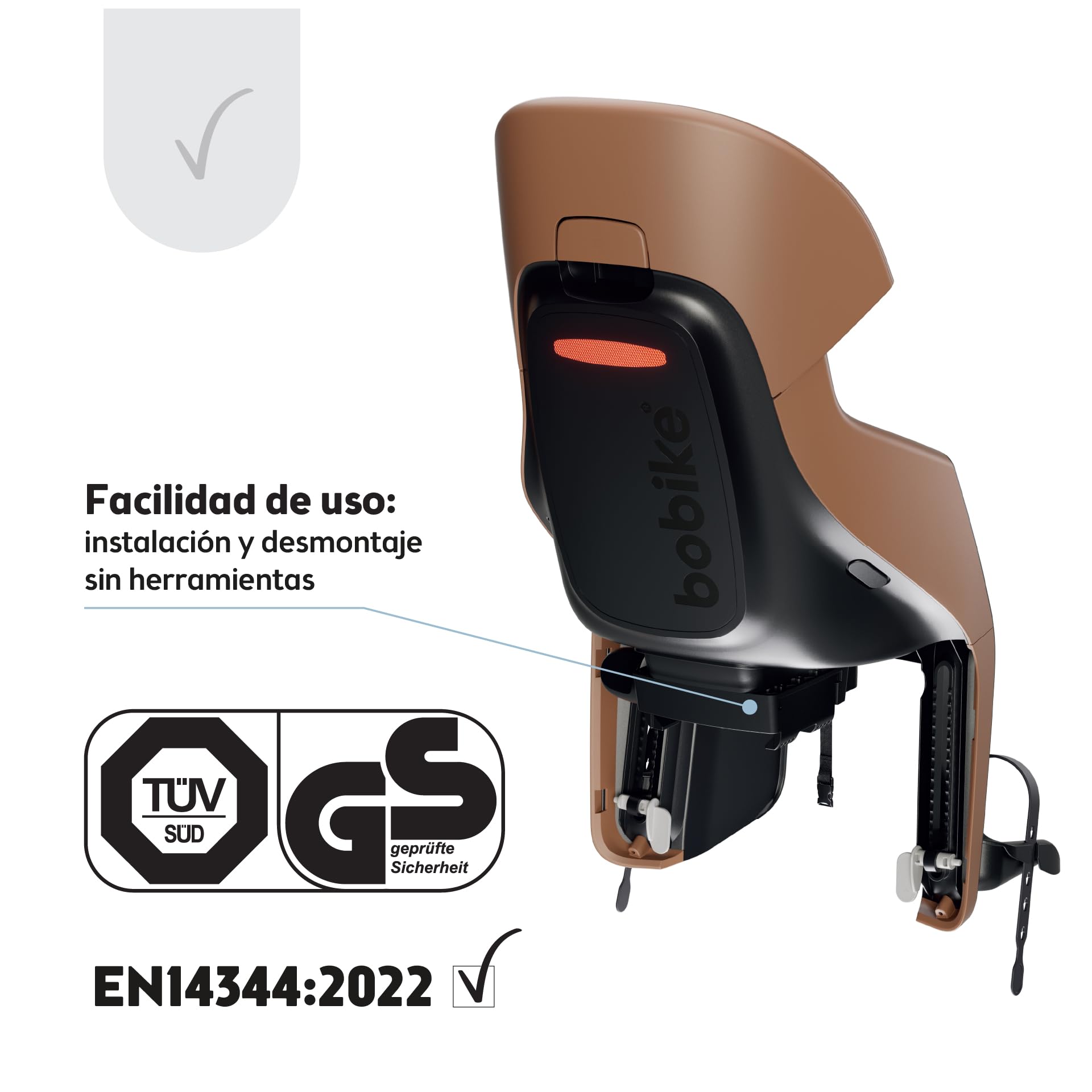 Silla Bicicleta Reclinable Trasera Bobike Exclusive Evolve Maxi con diseño Envolvente, suspensión integrada y arnés 5 Puntos para niños (hasta 22 kg y 110 cm)