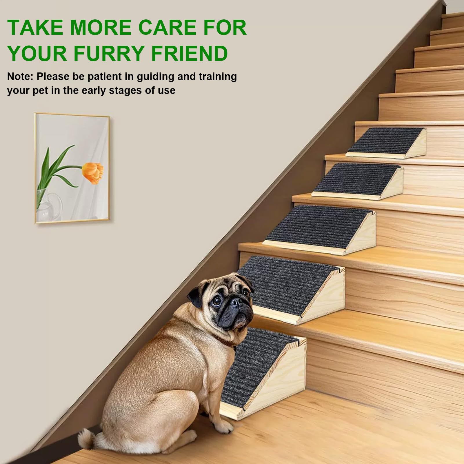 Rampes pour chiens de petite taille – Escalier en bois robuste antidérapant portable 30 × 15 × 25 cm