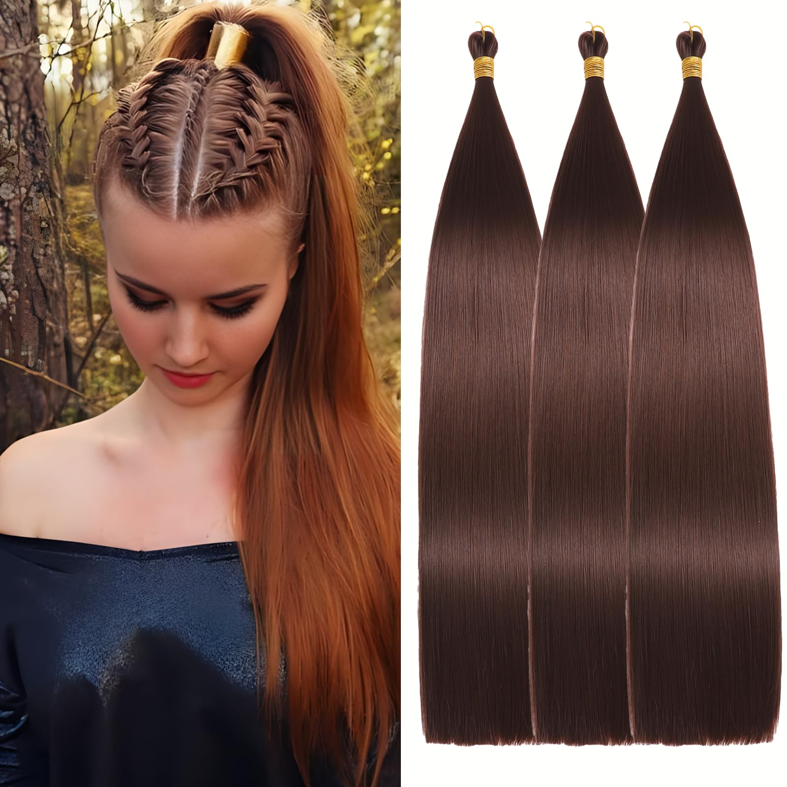 Locescsoc 24 Inch Bone Straight Braiding Hair 150g 3 Packs Straight Hair Extensions, Ariel Straight Hair Bundles