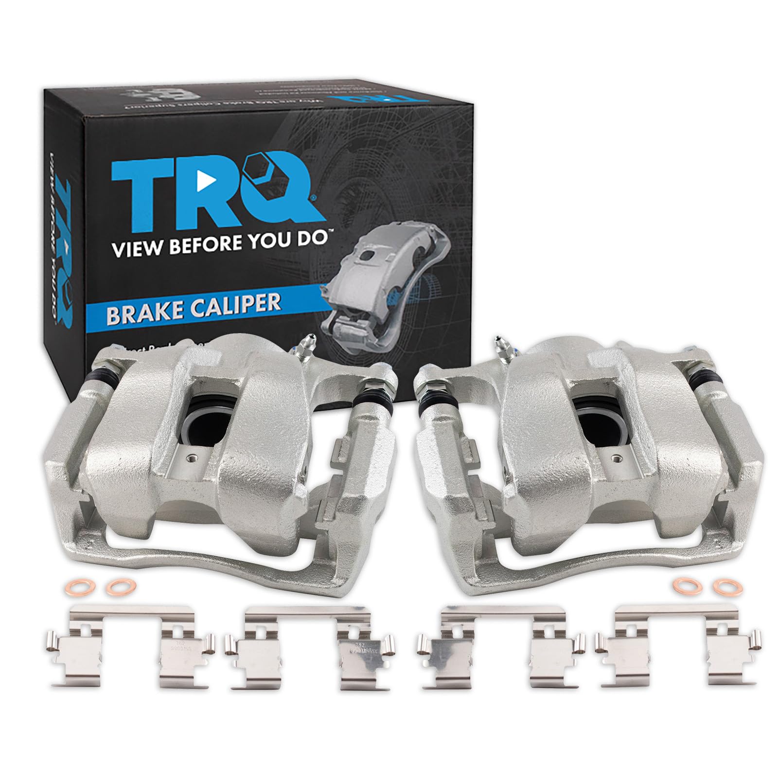 TRQ Front Brake Caliper Set Zinc Coated Hardware Brackets