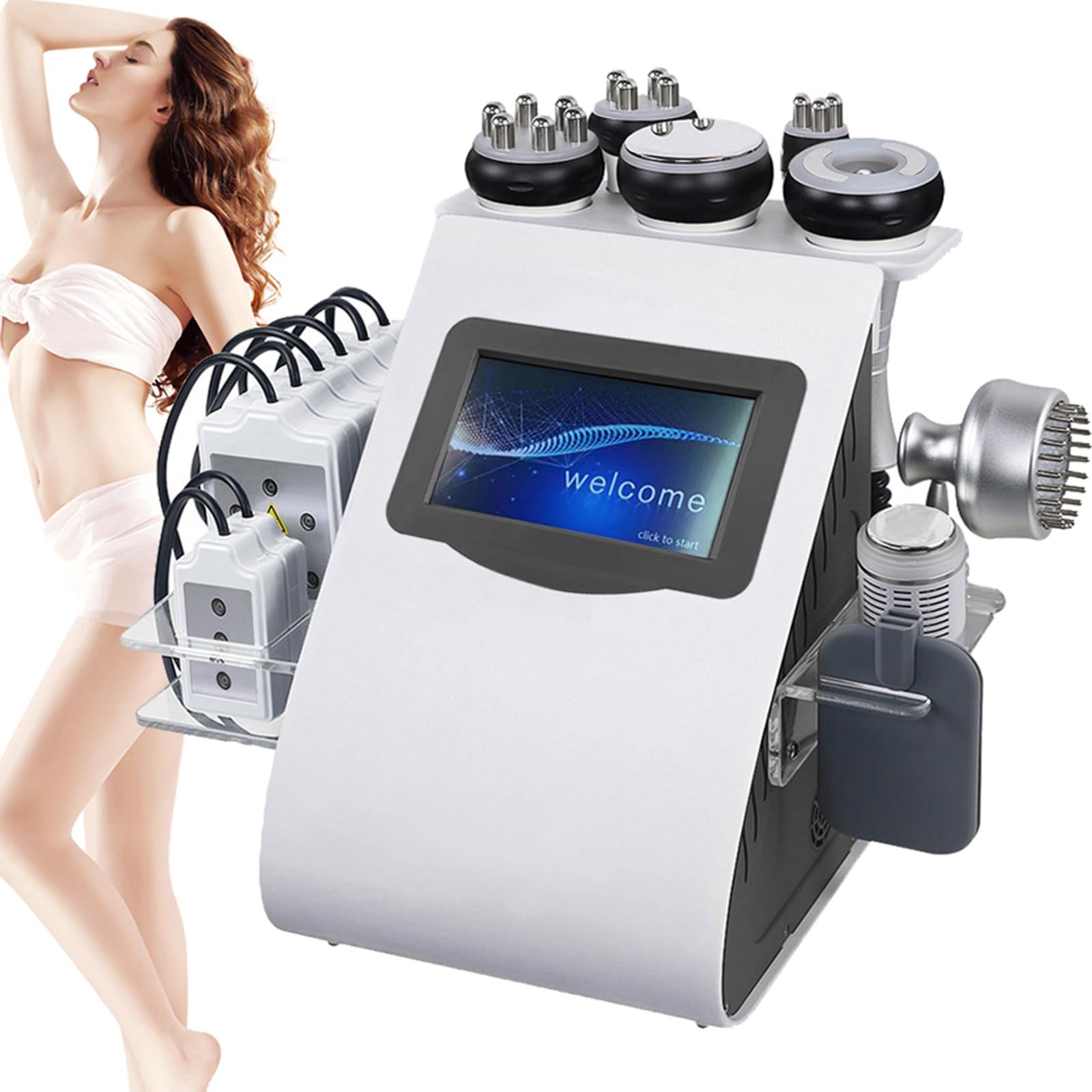 Macchina per la scultura del corpo 9 in 1, ultrasuoni, cavitazione, radiofrequenza, rassodamento della pelle, modellamento del corpo, macchina multifunzione professionale per cavitazione, brucia