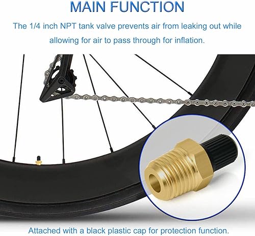 Miniatura 6 de MUIBIYA Tank Valve, Anti-Corrosion Brass Schrader Valve with 14" Male NPT,Using with Air Compressor Tanks(Pack of 4)