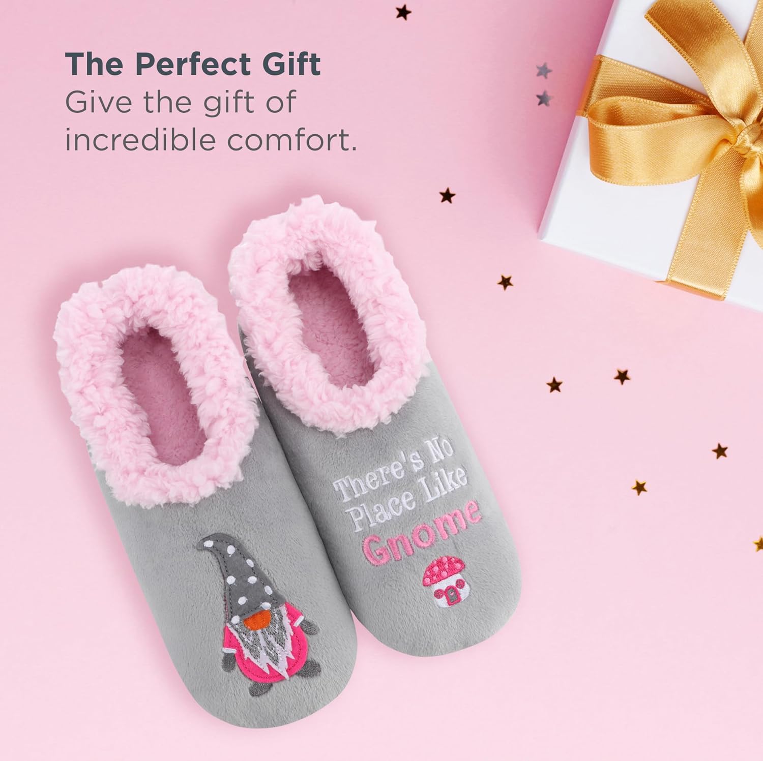 Snoozies Gnome Slipper Socks for Women, Gnome Gifts and House Slipper Soft Non-Slip, Sherpa Lining, Indoor Cute - Image 3