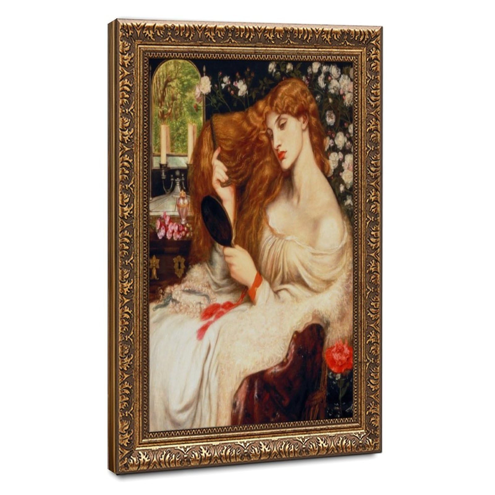 WCYB Lady Lilith by Dante Gabriel Rossetti Prints Posters Canvas Deco Paintings Wall Art For Office Living Room Hangable Frame 24" L X 36" W