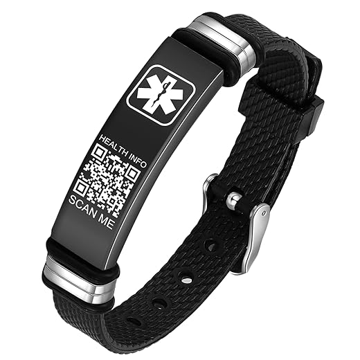 Medical ID QR Code Bracelet Adjustable PVC Band