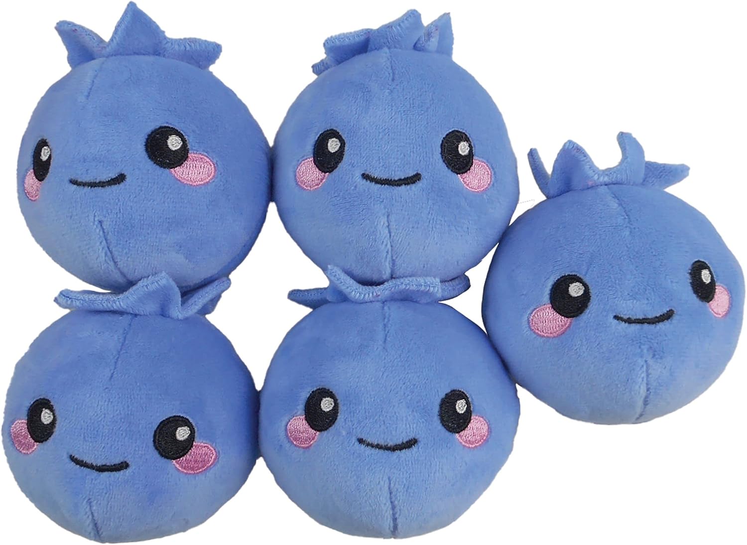 iscream Kawaii Cutie 8" Plush Blueberry Buddies with Embroidered Accents for All Ages