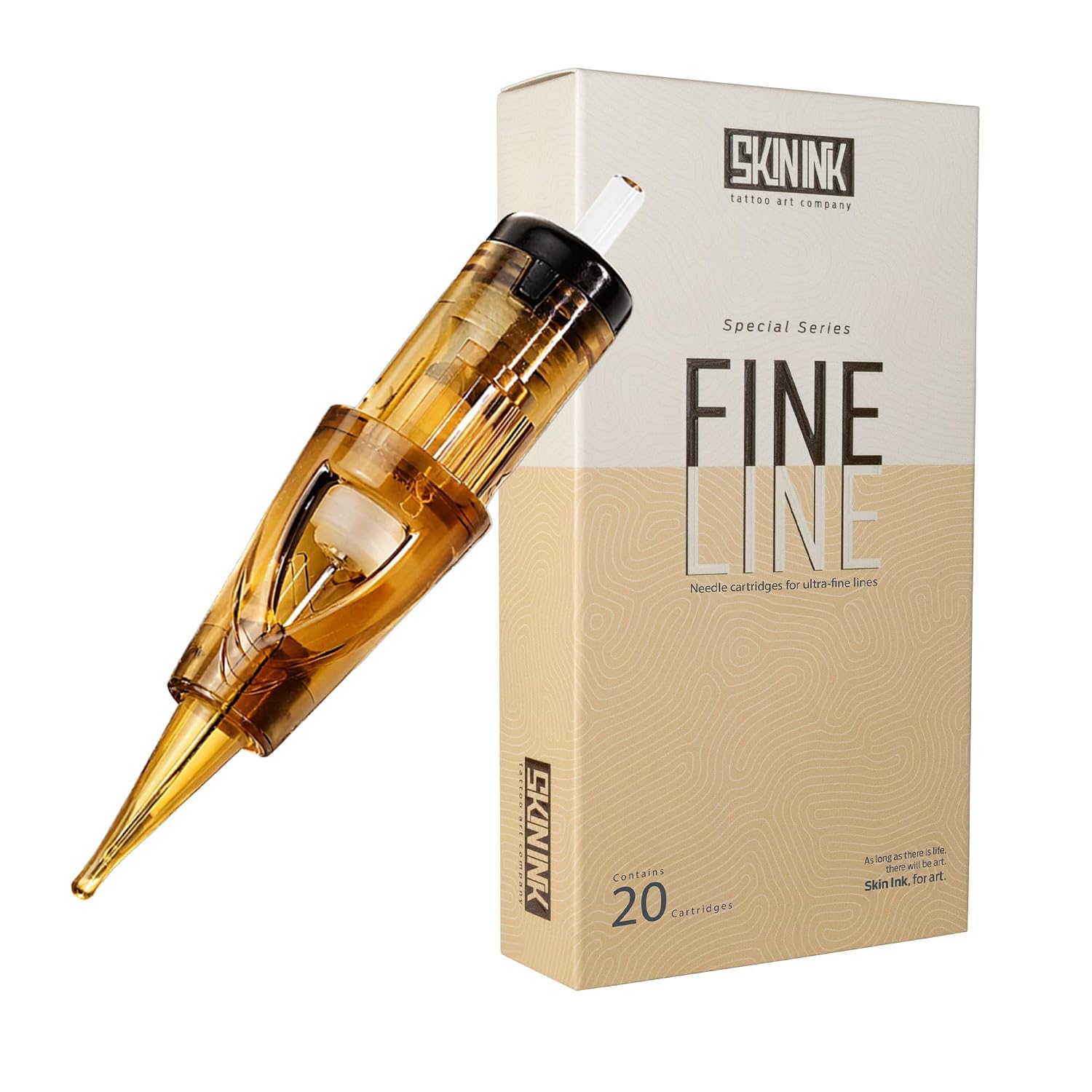 Fine Line Tattoo Needle Cartridges - 3RL 0.20mm (0603RLF), Sterile Disposable Cartridge Needles for Fine Line & Detail Work, Box of 20