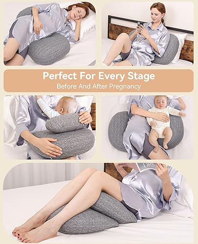 Miniatura 3 de Almohadas de embarazo de material transpirable, almohada de embarazo para dormir portátil, soporte de maternidad compacto para vientre, espalda y