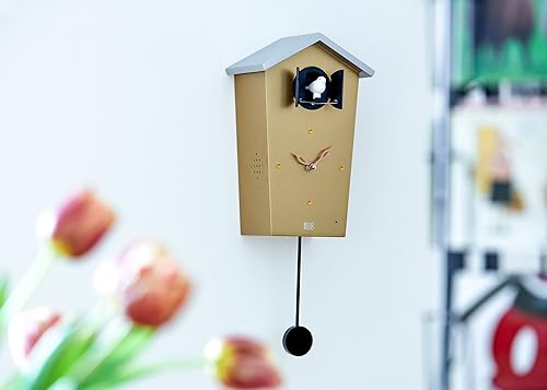 Miniatura 5 de KOOKOO Birdhouse Copper, reloj de cuco de diseño moderno con 12 voces de pájaros naturales o llamada de cuco