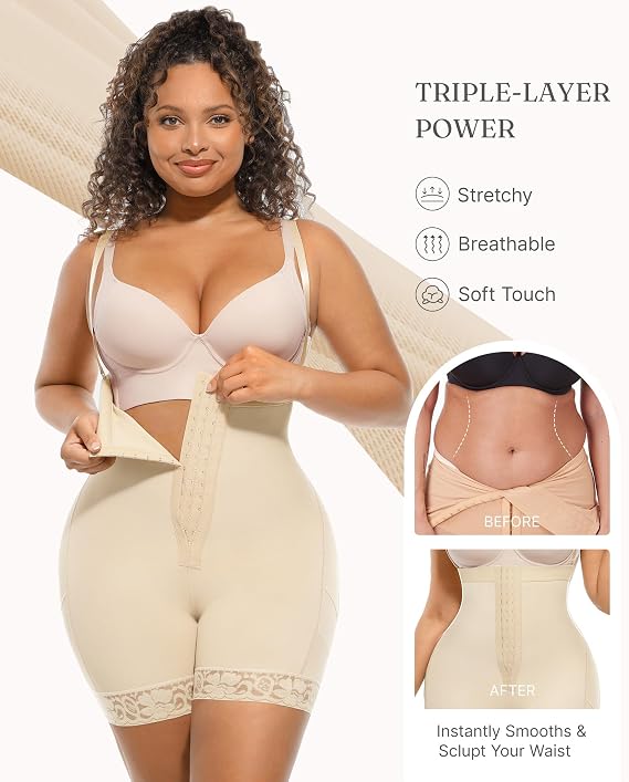 FeelinGirl Fajas Colombianas Shapewear for Women Post Surgery Compression Garment Tummy Control Shaper with Zipper Crotch
