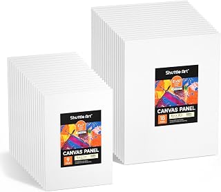 Shuttle Art 36-Pack Primed 100% Cotton Canvas Boards, 5x7 & 8x10 Inch (18 Each) for Acrylic Oil Painting - Kids Adults Artists