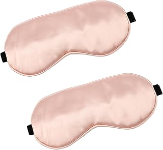 2 PCS Pink Satin Sleep Masks, Adjustable Silk Eye Mask for Sleeping, Blind Folds Soft Breathable Blindfold for Adults Couples Play Party Games Airplane Travel Essentials Eye Covers Patches Night Mask