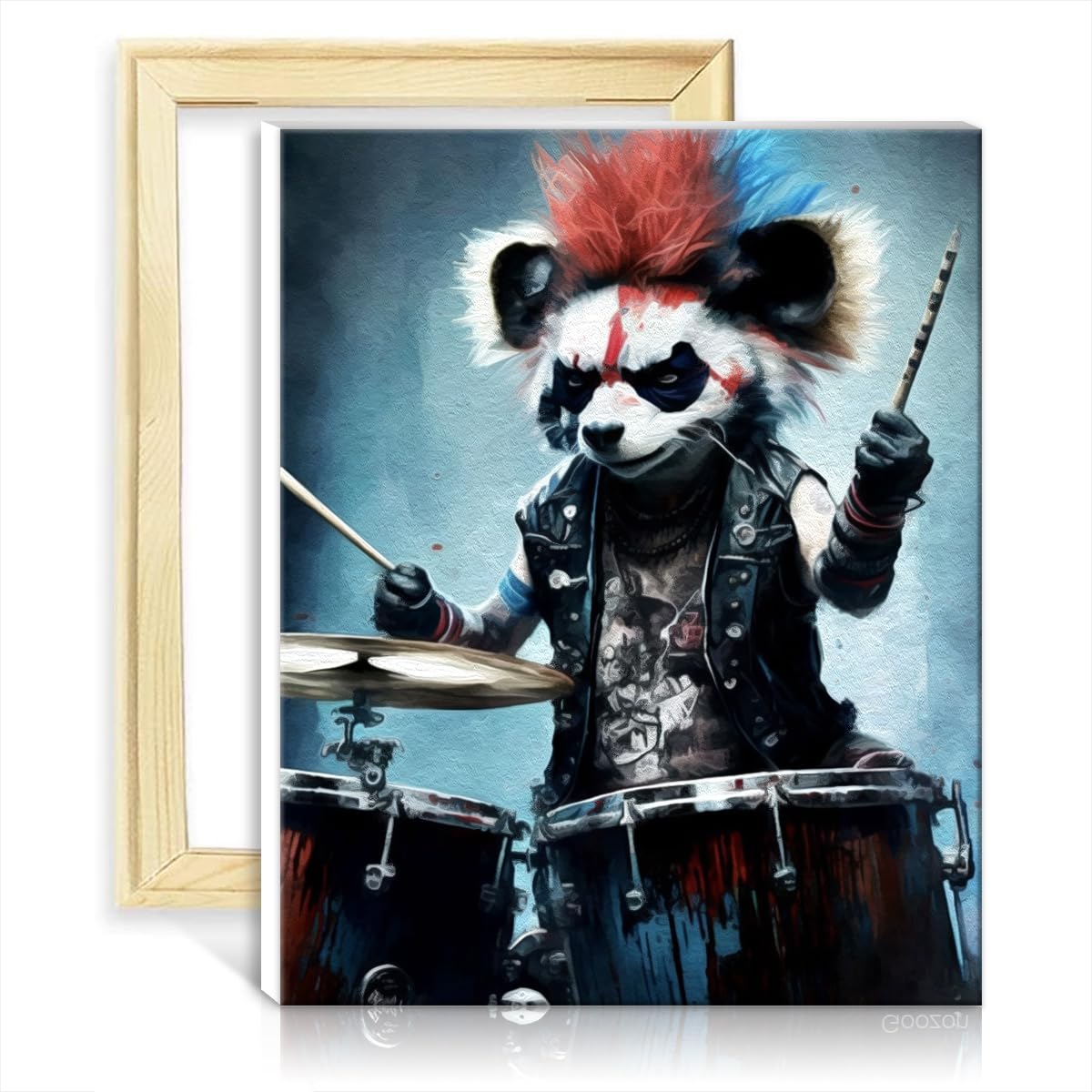 TANGFEIY Oil Painting Hip hop Panda DIY Oil Painting Adults Digital Painting Acrylic Number with Paintbrushes Graffiti Lover Picture with Frame(40x50cm) — image 1
