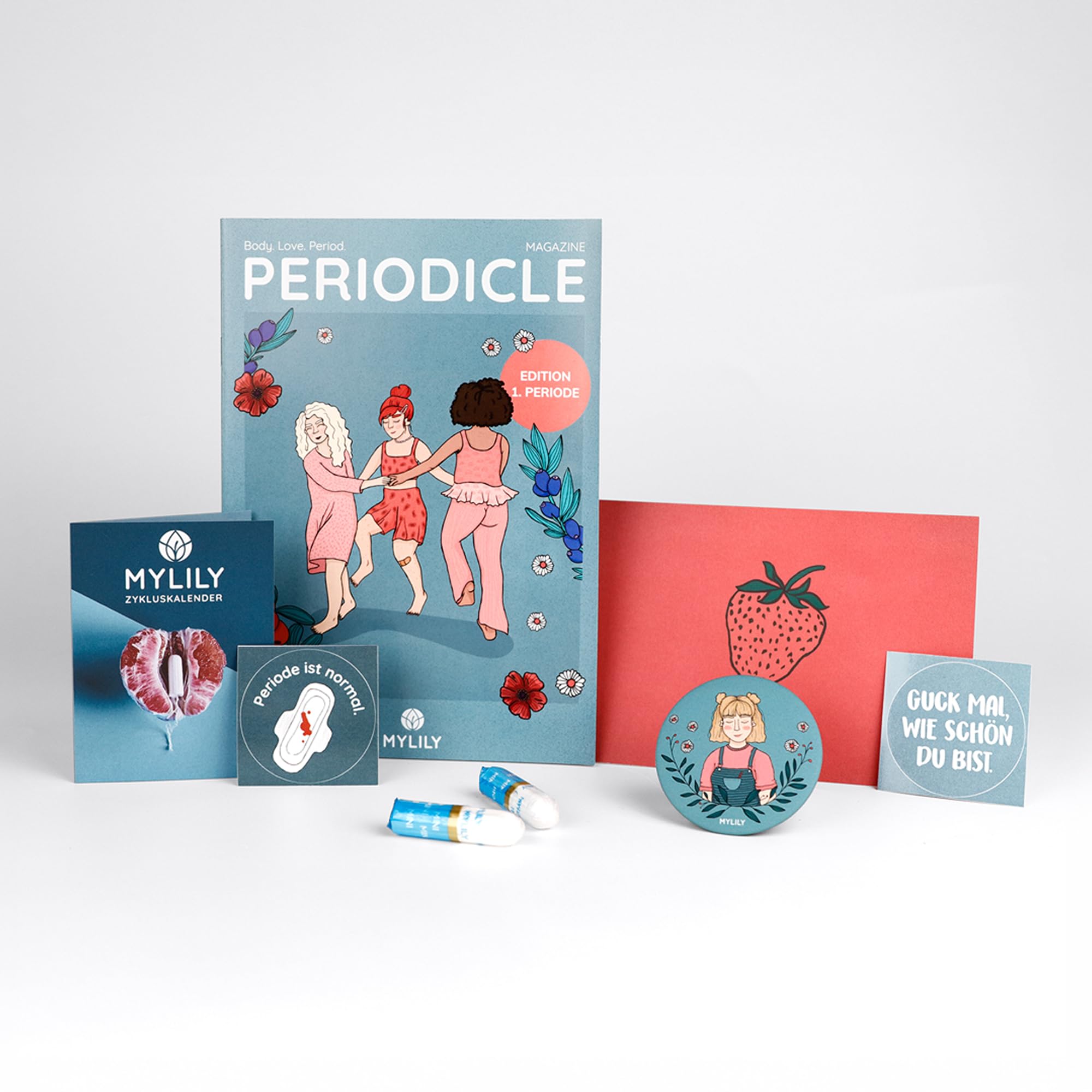 MYLILY® First Period Kit | Erste Periode Set | Geschenk Mädchen & Teenager, 11 Jahre und älter | Bio-Periodenprodukte, Aufklärungsbuch und vieles mehr I Geschenk erste Menstruation