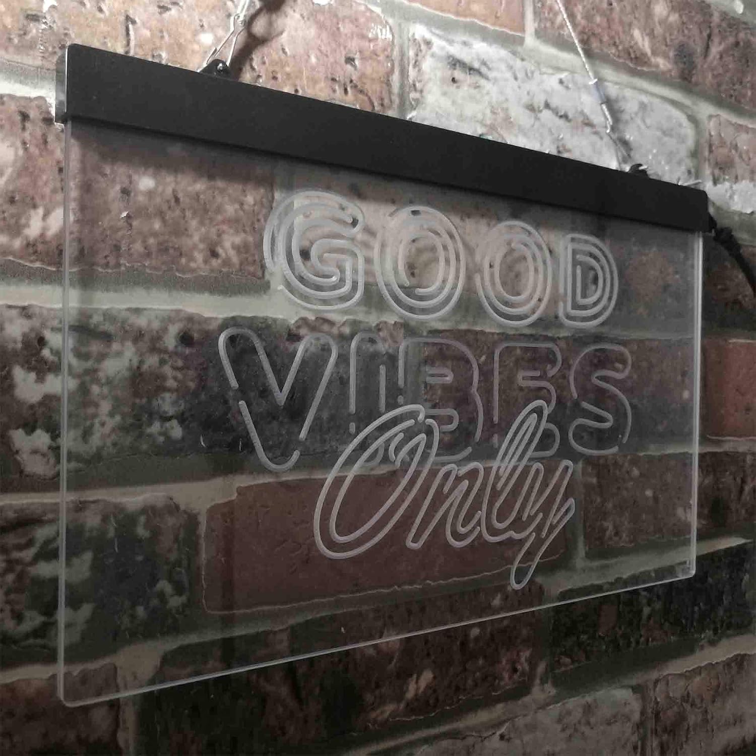 ADVPRO Good Vibes Only Party Room Dual Color LED Neon Sign White & Green 24 x 16 Inches st6s64-i3793-wg