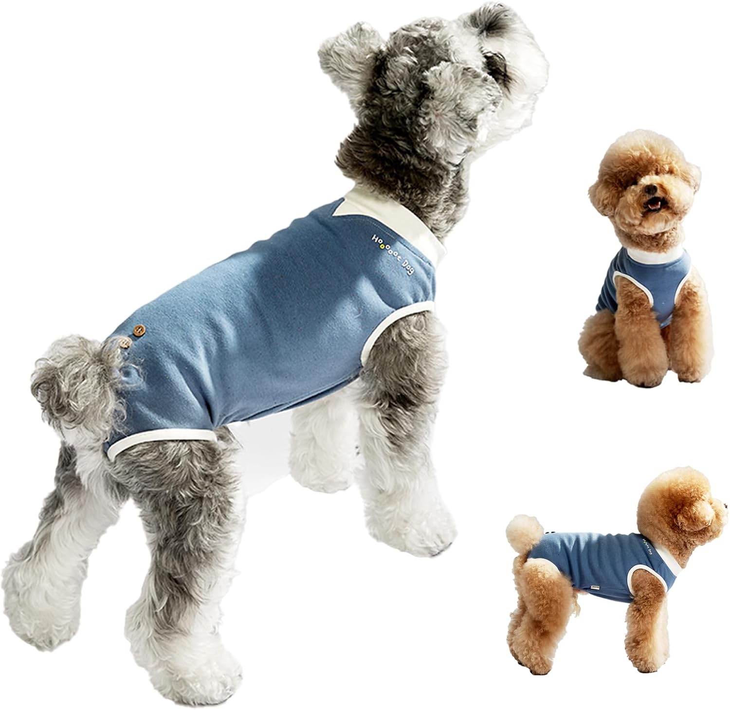 Hooooot Dog Dog Sweater Pullover Pet Cotton Dog Clothes Soft One-Piece Lightweight Homewear for Small Medium Dogs (Blue Sleeveless, XS(Neck:10.6'',Chest:14.6'',Back:9.4''))