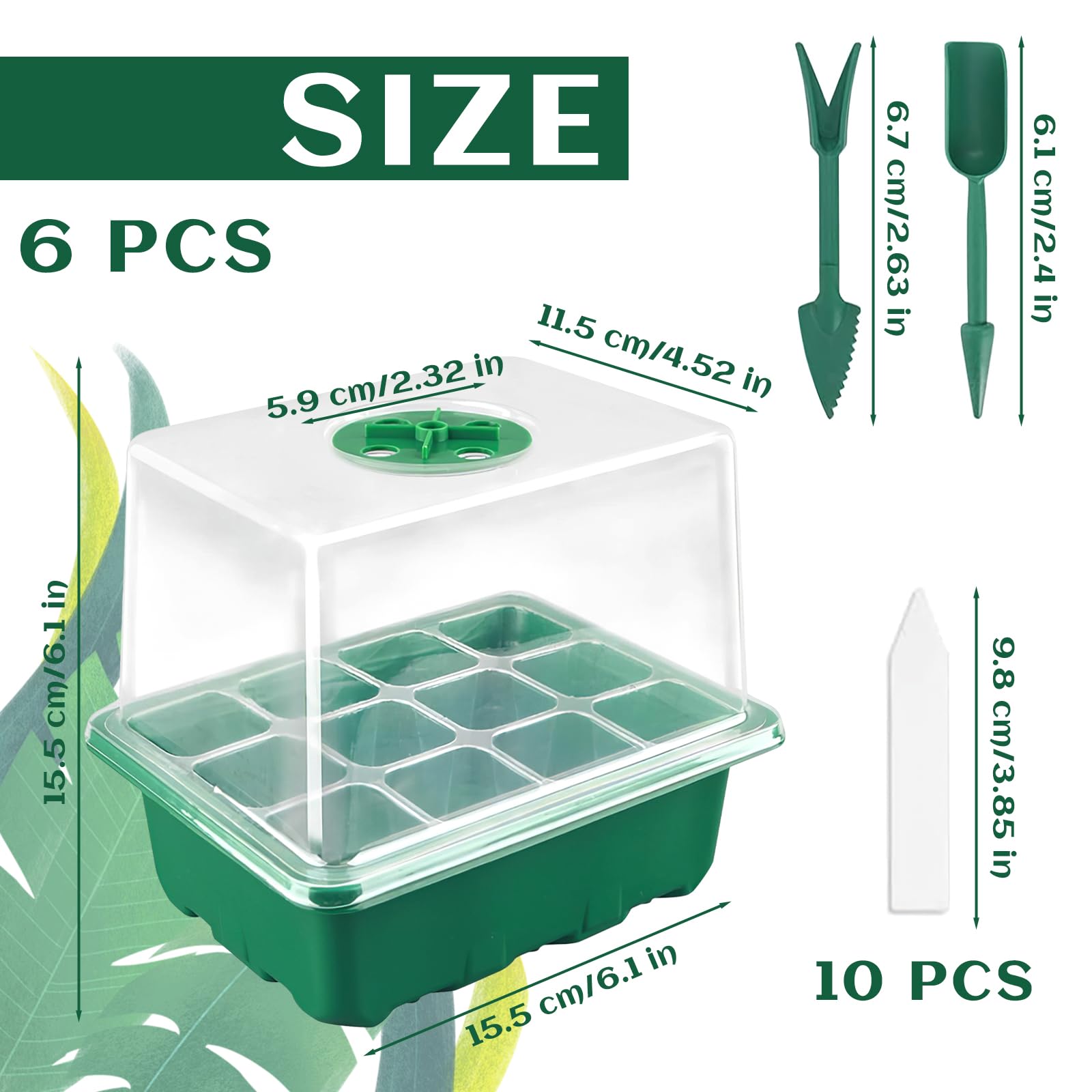 ZoneYan Vassoi per Semi 72 Celle Propagator Growing, Mini Serra per Piantine con Cupole Ventilate per Semina Germinazione di Piante in Crescita