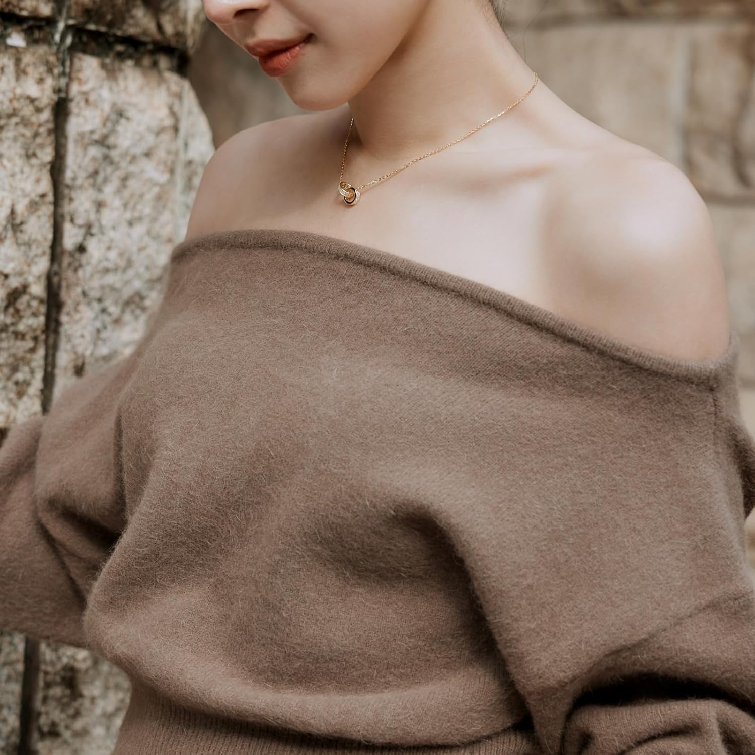 Pendant Necklaces for Women 18K Gold Plated Sterling Silver Interlocking Circle Cubic Zirconia Infinity Chain Necklace Jewelry Double Circle Dainty Gold Necklace Girlfriends Mom - Image 4