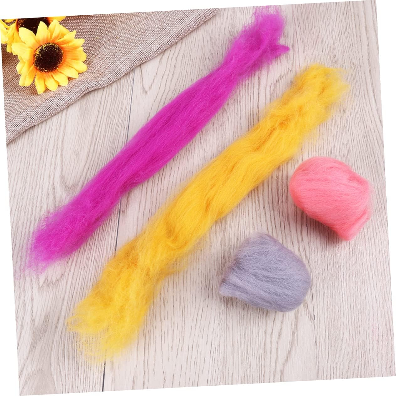 NUOBESTY 2sets Colors Wool Felt Craft Kit Assorted Felting Wool for Needle and Wet Felting for Projects Animals Jewelry and Home Decor Includes Handy Pouch for Random Color