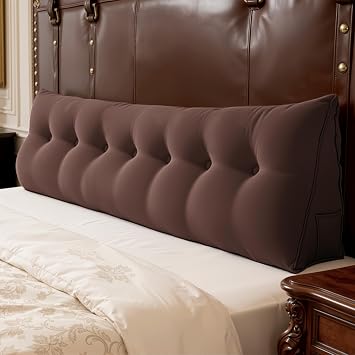 WOWMAX Multifunctional Upholstered Headboard Pillow King, Coffee