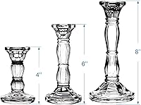 Vista 4 de 3 paquetes de portavelas de cristal - Portavelas transparentes para velas cónicas - Centros de mesa para velas, velas LED cónicas, decoración