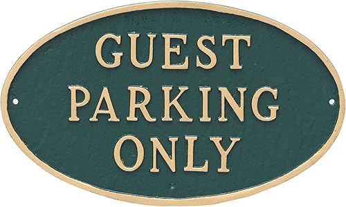 Montague Metal Products Letrero ovalado con inscripción Parking Only, verde cazador con letra dorada, 6 x 10 pulgadas