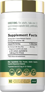 Carlyle Fo-Ti Supplement | 180 Capsules | He-Shou-Wu Root Extract