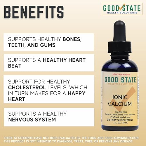 Miniatura 2 de Good State Ultra concentrado de calcio iónico líquido, 10 gotas equivale a 50 mg, 100 porciones por botella de 1.6 onzas líquidas